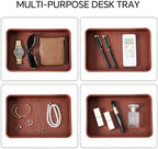 Valet Tray for Men, PU Leather Catchall Tray Nightstand Organizer - Image 5