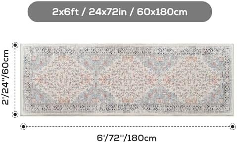 Boho Floral 2x6 Hallways Runner Rug, Ultra-Thin Soft Kitchen Rug, Non-Slip - Image 2