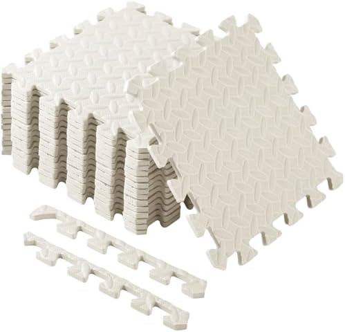 Shihanee 16 Foam Floor Interlocking Tiles, 11.8 x 11.8 Inch, Ivory White by Shihanee