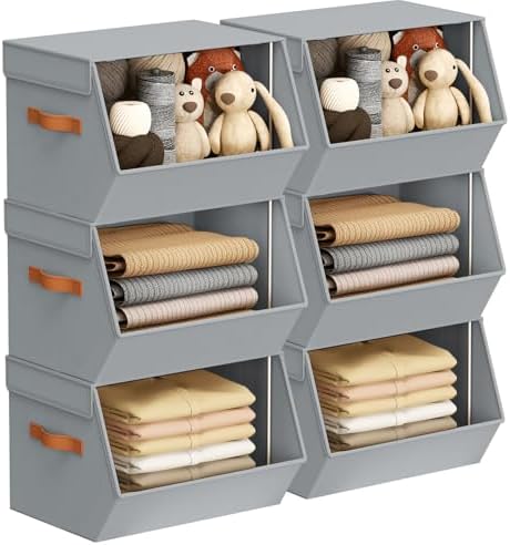 Stackable Closet Organizers and Storage Bins, Open Front Closet Shelf Organizer by DiMJ