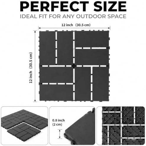 Plastic Interlocking Deck Tiles, 44 Pack, Non-Slip Patio Floor Decking Tiles - Image 2