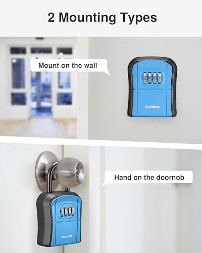 Puroma Key Lock Box Outdoor 4 Digit Code Combination Lockbox House, 1 Blue - Image 2