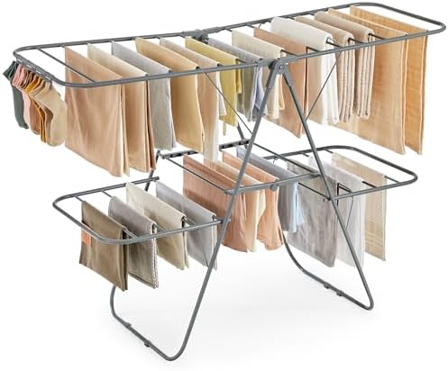 SONGMICS Clothes Drying Rack, Foldable 2-Level Stee Laundry Drying Rack by SONGMICSbySONGMICSHOME