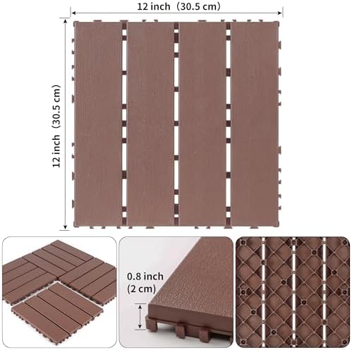Plastic Interlocking Deck Tiles, 44 Pack, Non-Slip Patio Floor Decking Tiles - Image 2