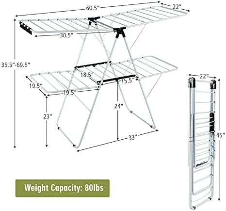 Tangkula Foldable Clothes Drying Rack, 2-Level Folding Drying Rack - Image 6