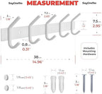 White Coat Rack Wall Mount – 15 Inch Stainless Steel Hook Rail - Image 2