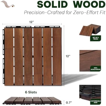 Acacia Interlocking Deck Tiles, 6 Slats - Image 2