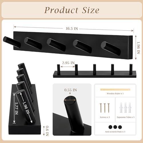 Coat Rack Wall Mount, Wooden Coat Hanger - Image 5