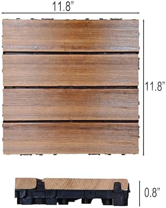 10 PCS Non-Slip Interlocking Teak Brown Deck Tiles 12" x 12" - Image 2