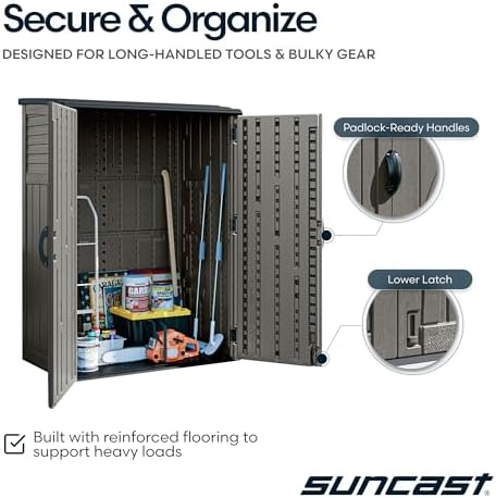 Suncast 54 Cu Ft Medium Vertical Storage Shed, Made in USA - Image 6