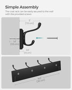 SONGMICS Wall-Mounted Coat Rack, 4 Dual Metal Hooks - Image 7