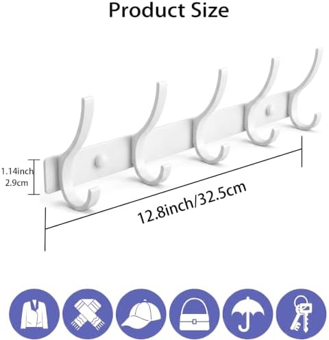Coat Rack Wall Mounted, 5 Coat Hooks - Image 2