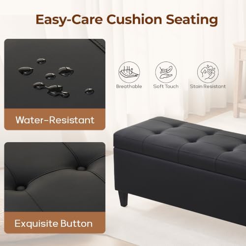 51" Storage Bench, Leather Tufted Storage Ottoman Bench - Image 6