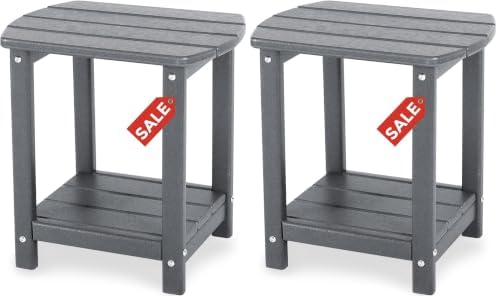 Adirondack Square Outdoor Side Table, 2-Tier Storage Patio Side Table, HDPE End by GARDENSTAR