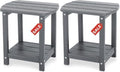 Adirondack Square Outdoor Side Table, 2-Tier Storage Patio Side Table, HDPE End by GARDENSTAR