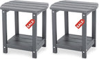 Adirondack Square Outdoor Side Table, 2-Tier Storage Patio Side Table, HDPE End by GARDENSTAR