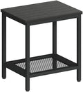 Outdoor Side Table with Storage 2-Tier Patio End Tables Black by Wehaveahome