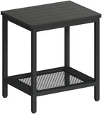 Outdoor Side Table with Storage 2-Tier Patio End Tables Black by Wehaveahome