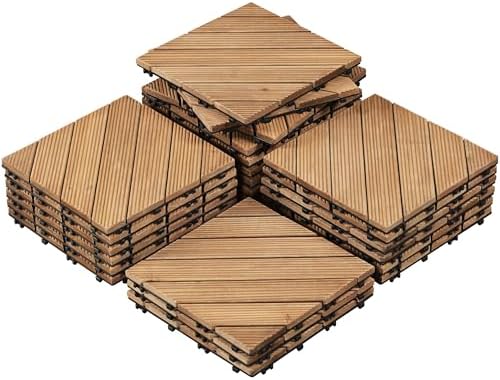 Yaheetech 27PCS Wooden Flooring Patio Deck Tiles Interlocking Tiles Patio Solid by Yaheetech