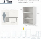 Homes: Inside + Out Apexa 3-Tier Cube Storage Organizer Shelves, Stackable Wood - Image 3