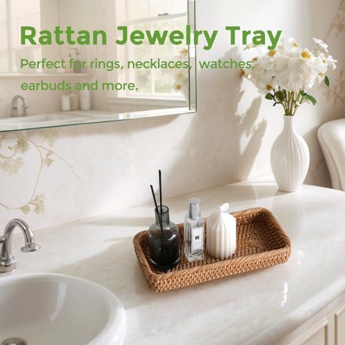 Small Rattan Serving Tray, Natural Wicker Decorative Tray - Image 6
