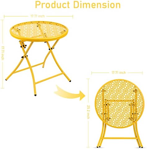 TeoKJ Folding Outdoor Side Table, Small Patio Table - Image 3