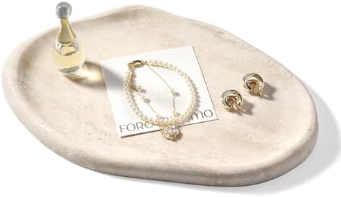 Koville Luxurious Natural Marble Vanity Tray, Cloud Shape Serving Stone Key Tray by Koville
