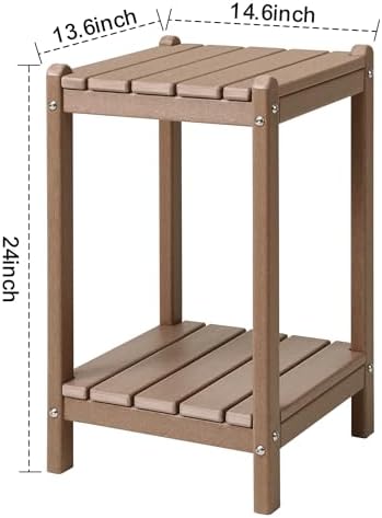 LZRS 24" Double Adirondack Outdoor Side Table, Pool Composite Patio Table - Image 3