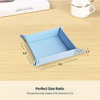YAPISHI Valet Tray, Foldable PU Leather Catchall Tray/Dish/Caddy Blue - Image 3