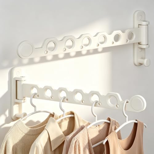Wall Mounted Clothes Hanger Rack, Foldable Space Saving Laundry Rack by iMonse