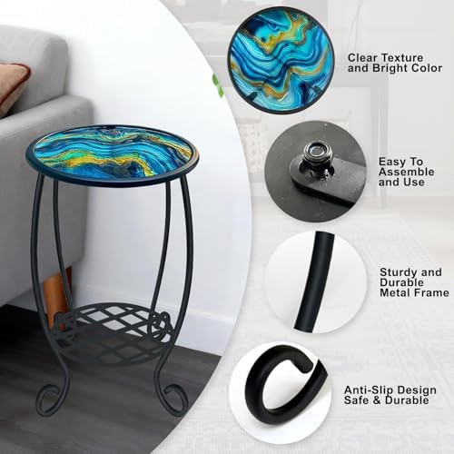 LIFFY Patio Side Tables, Round Decorative Plant Stand & Accent Table - Image 4