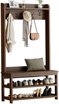 Hall Tree with Bench and Shoe Storage, 31.5” Coat Rack Entryway Organizer by Lulive