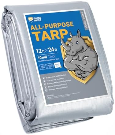 GUARD SHIELD Heavy Duty Tarp 12x24 Feet Silver Multi Purpose Thick Waterproof by GUARDSHIELD