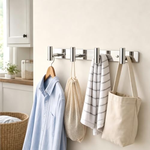 Wall Mounted Coat Rack-4 Hooks, Heavy Duty Stainless Steel Wall Hooks - Image 6