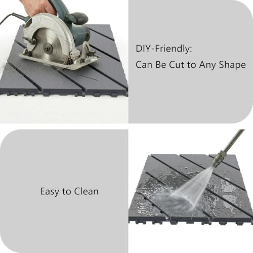 44 Pack Interlocking Deck Tiles, Easy Snap All-Weather Outdoor Deck Tiles - Image 5