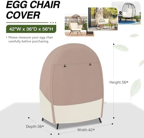 PPorch Shield Waterproof Patio Egg Chair Cover 42W x 36D x 56H inch - Image 2