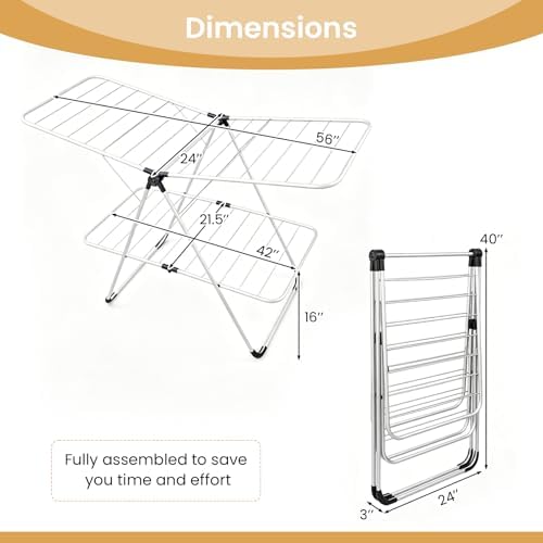 Tangkula Clothes Drying Rack Foldable, 2-Level Heavy-Duty Aluminum Laundry - Image 4
