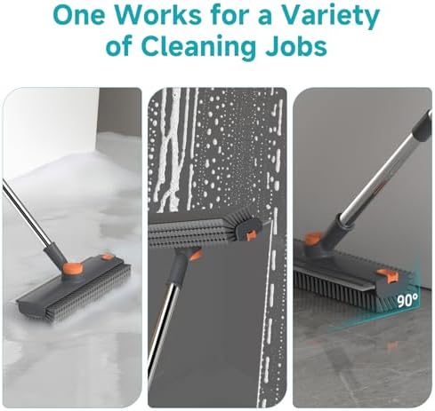 Floor Scrub Brush with Long Handle Length Adjustable, 3 in 1 Heavy-Duty Stiff - Image 2