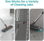 Floor Scrub Brush with Long Handle Length Adjustable, 3 in 1 Heavy-Duty Stiff - Image 2