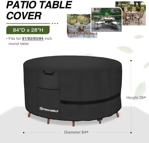 Porch Shield Waterproof 600D Round Patio Table Cover 84 inch - Image 2