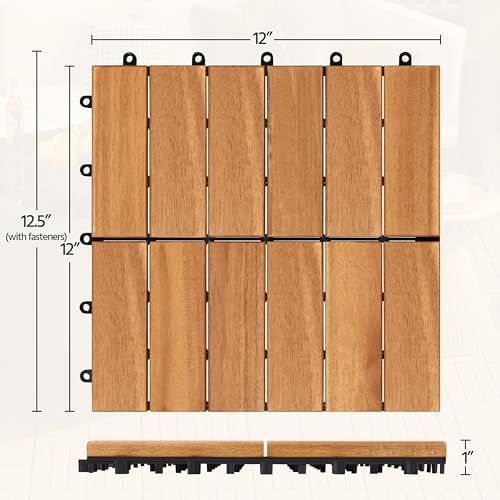 Yaheetech 108PCS Acacia Interlocking Deck Tiles Outdoor Patio Flooring - Image 3