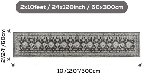 2x10 Runner Rug Washable Non Slip Boho Floor Mat - Image 2
