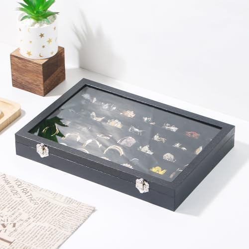 Coward Ring Earring Jewelry Organizer Box, 35 Grids Dustproof Display Holder - Image 4