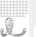 Homanu 54 Pack Silvery Coat Hooks Wall Mounted Double Prong by Homanu
