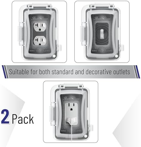 Bates Choice Weatherproof Electrical Outlet Cover, 2 Pack, Outdoor Outlet Cover - Image 2