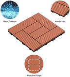 Deck Tiles - 24-Pack Wood Plastic Composite Interlocking Patio Tiles - Outdoor - Image 4