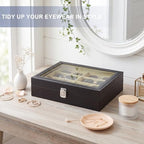 8 Slots Sunglass Organizer, PU Leather Eyewear Display Tray - Image 2