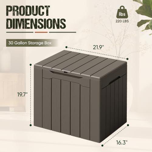 Flamaker Deck Box 30 Gallon, Waterproof Resin Small Storage Box - Image 6