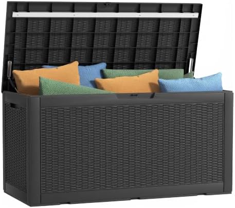 120 Gallon Outdoor Deck Box, Lockable Waterproof Outdoor Storage Boxes by MAIUSCOLI