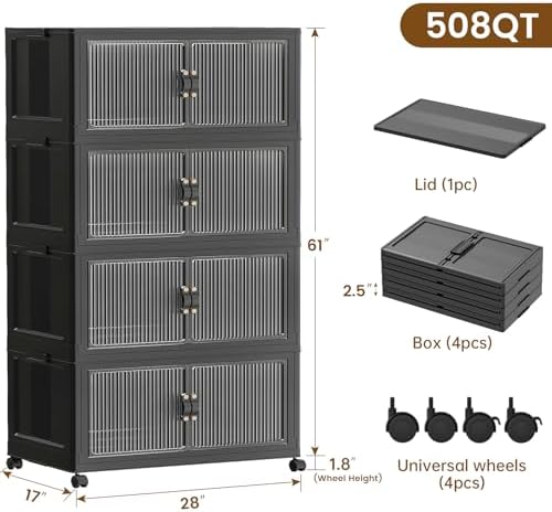 SAILUN 580Qt Stackable Storage Bins, Storage Cabinet - Image 4